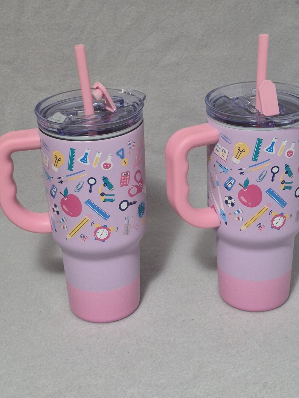 Two Tumbler with Handle and Straw, Cup Holder Dishwasher Safe, Extra Large